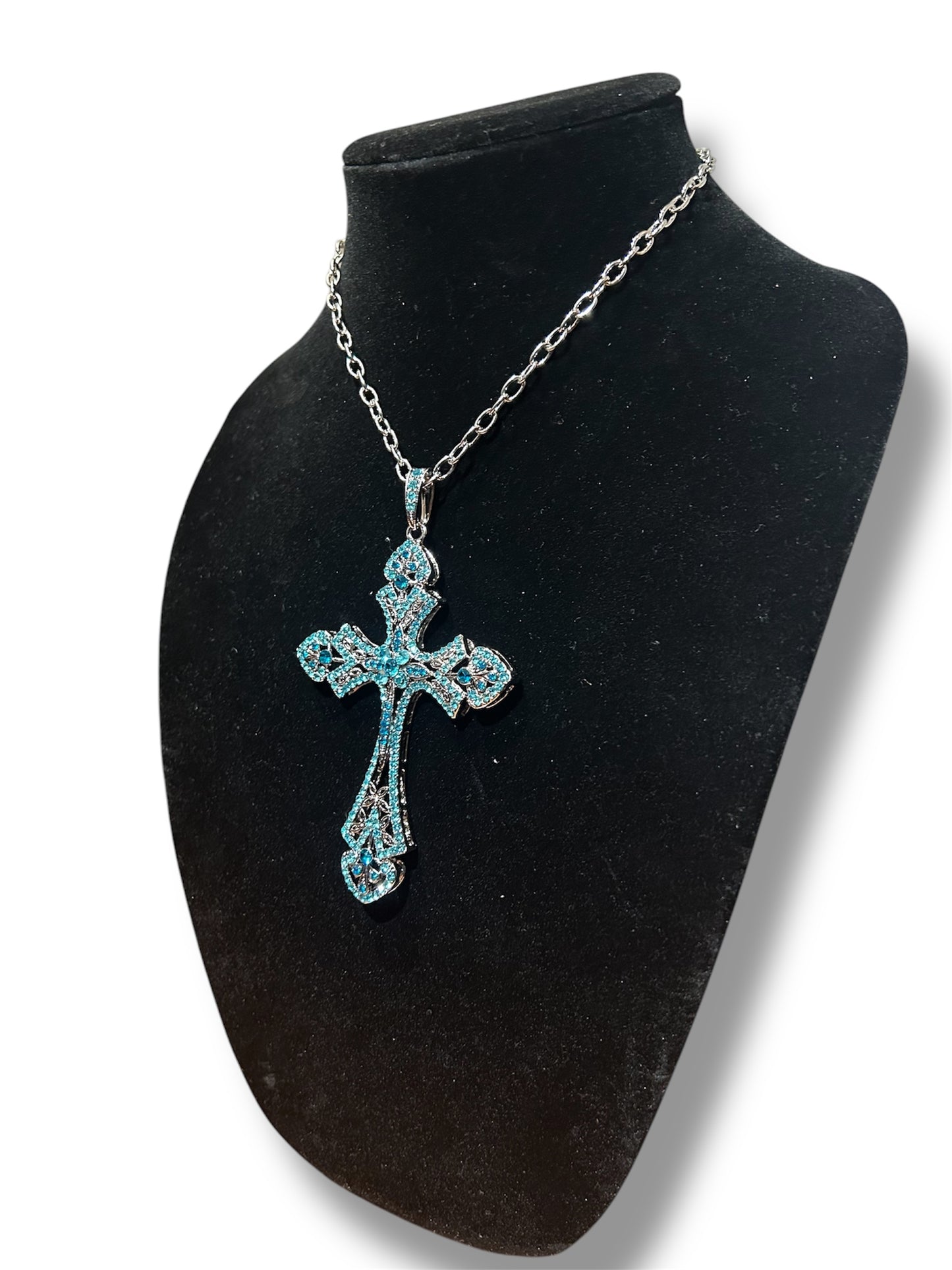 Medium Baby Blue Cross Chain