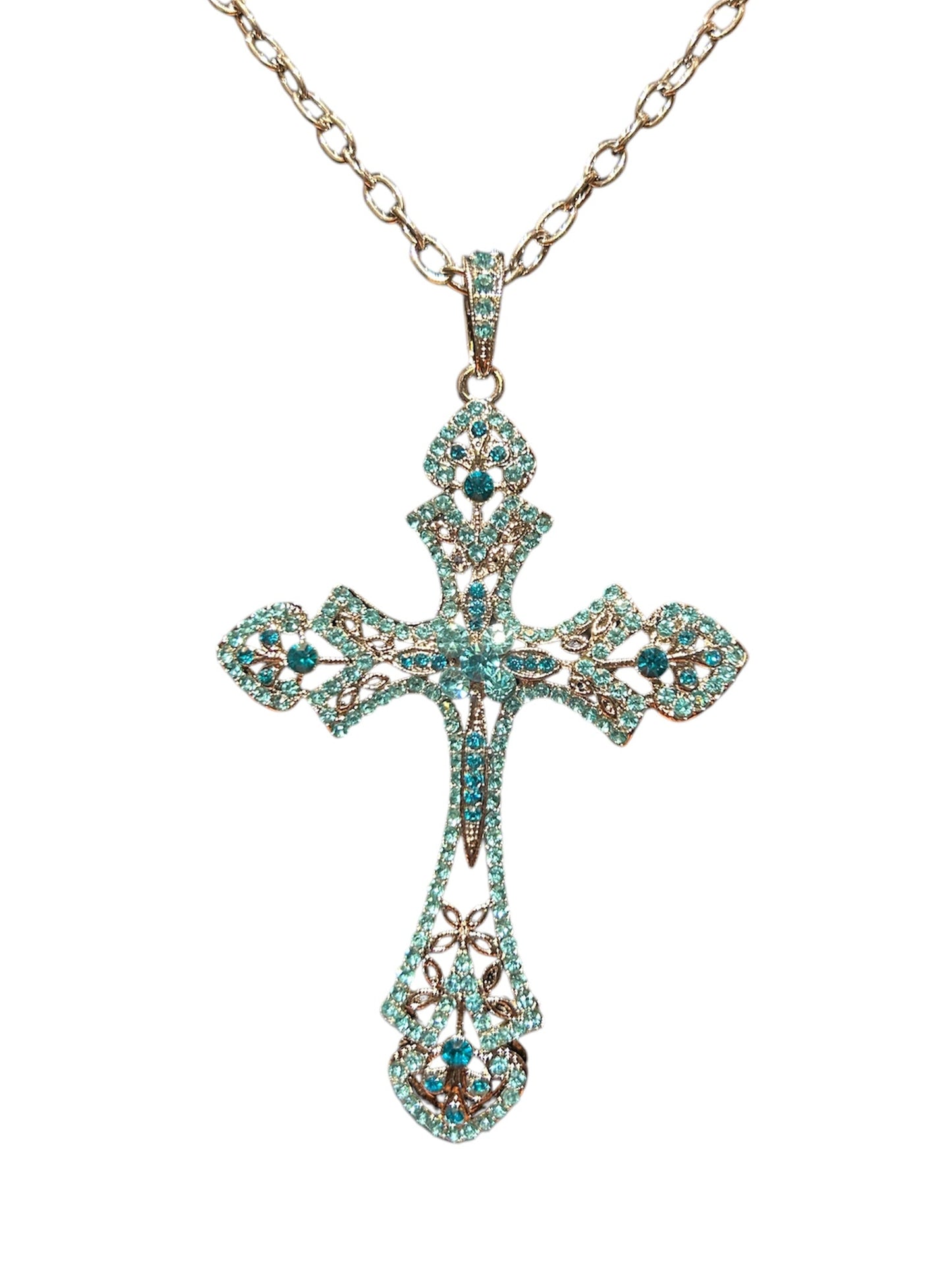 Medium Baby Blue Cross Chain