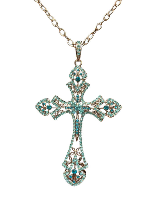 Medium Baby Blue Cross Chain