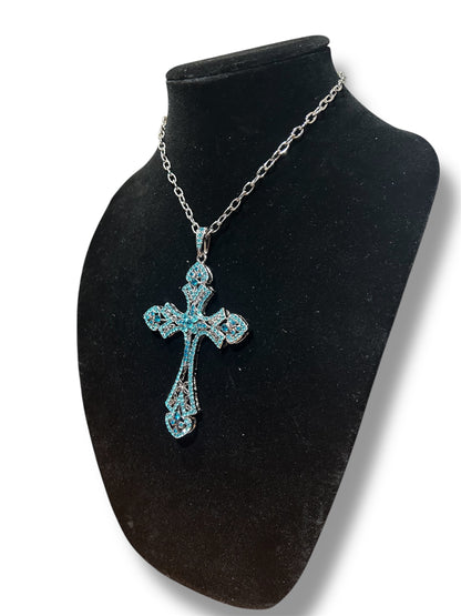 Medium Baby Blue Cross Chain